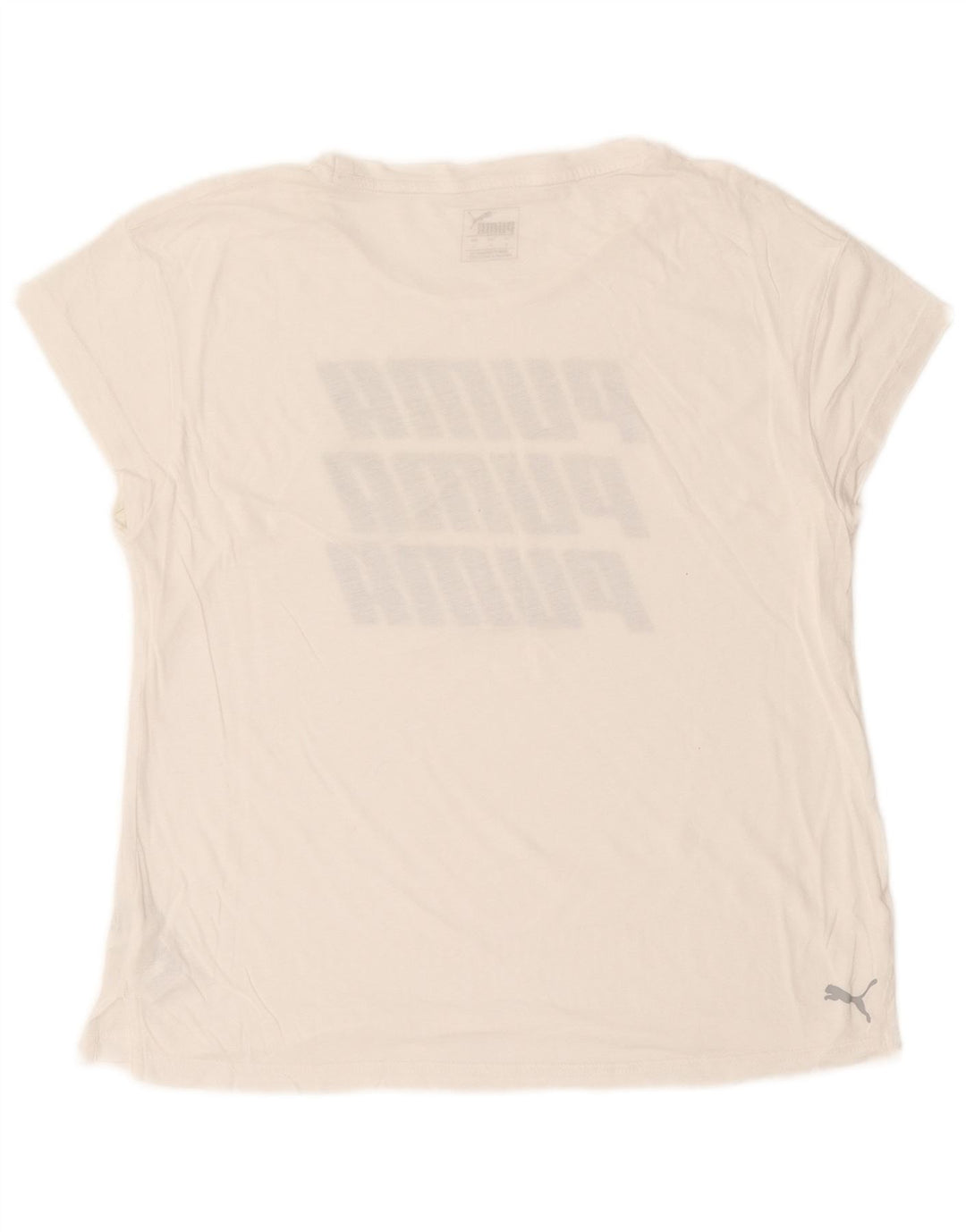 Puma Camiseta Feminina Oversized Graphic Top UK 10 Pequeno Algodão Branco