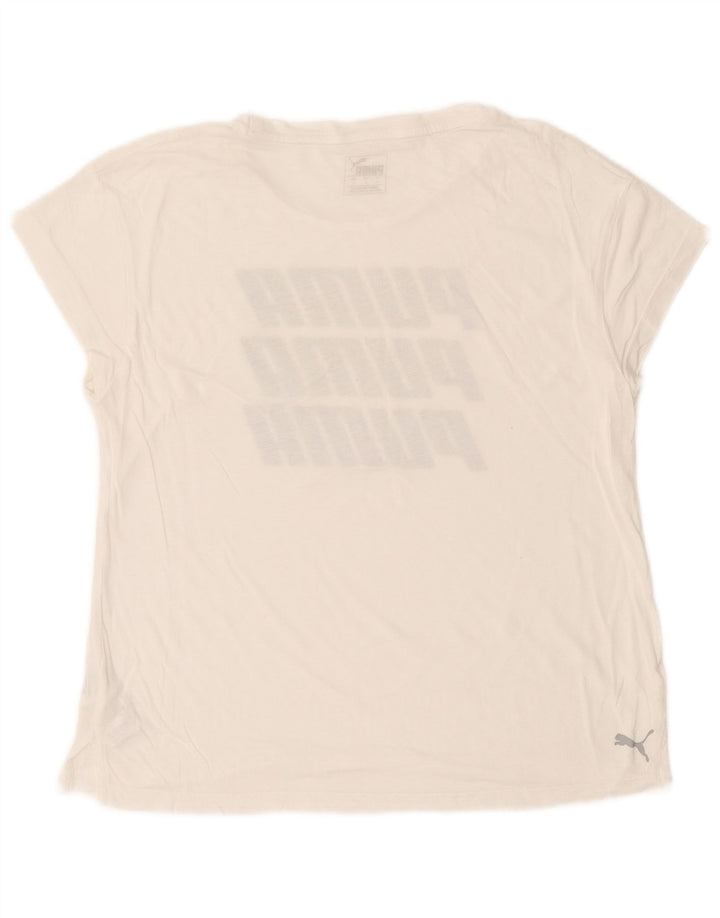 Puma Camiseta Feminina Oversized Graphic Top UK 10 Pequeno Algodão Branco