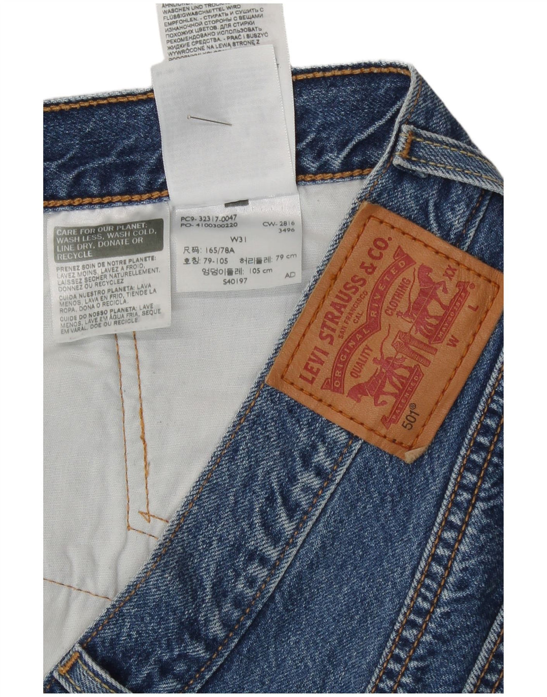 Shorts jeans feminino 501 da Levi's W31 algodão azul médio