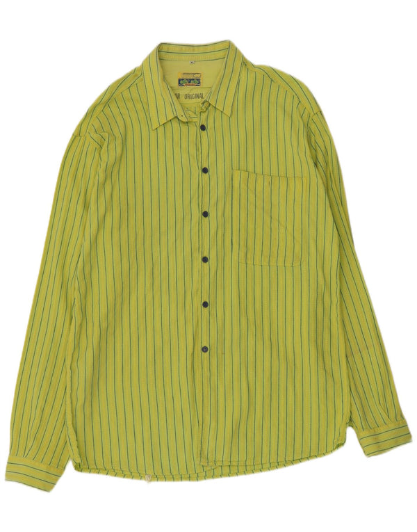 Camisa masculina vintage XL algodão listrado verde