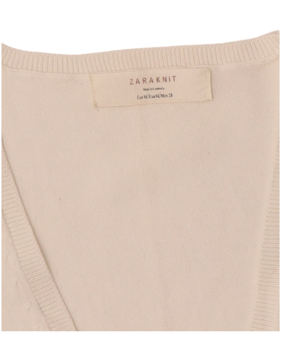 Suéter cardigã feminino Zara Reino Unido 12 médio branco