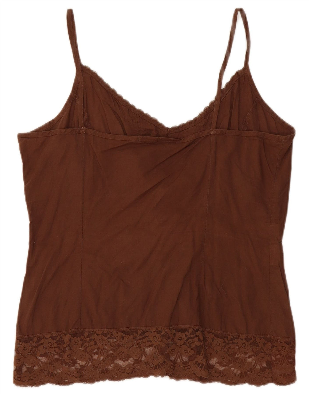 Top Cami feminino Benetton UK 12 algodão marrom médio