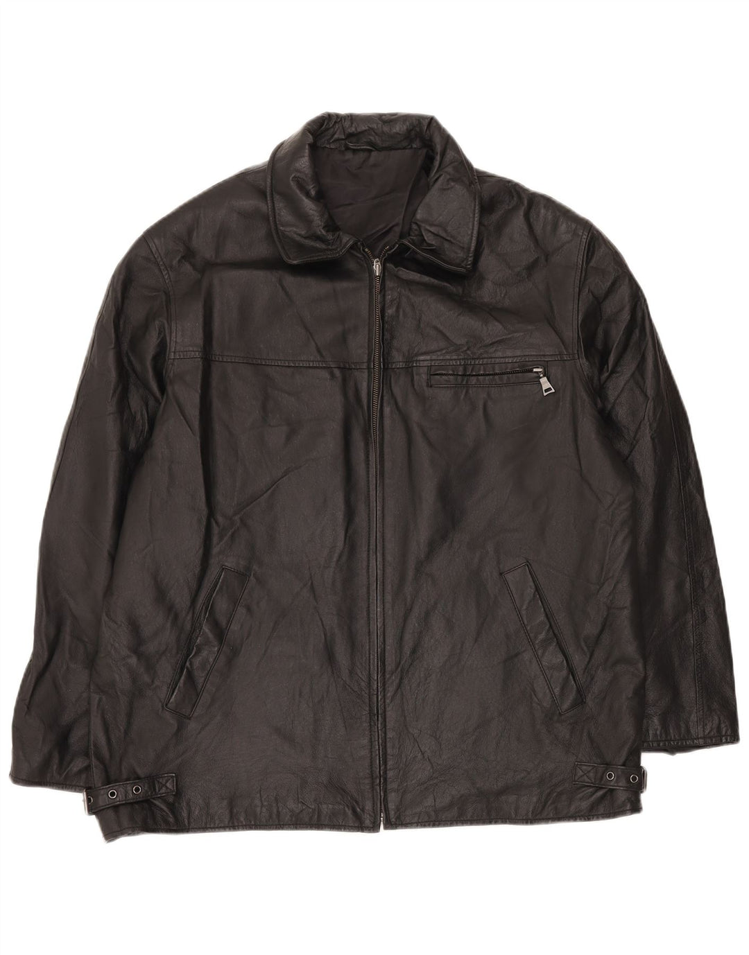 Jaqueta de couro masculina ANGELO LITRICO UK 42 XL couro preto