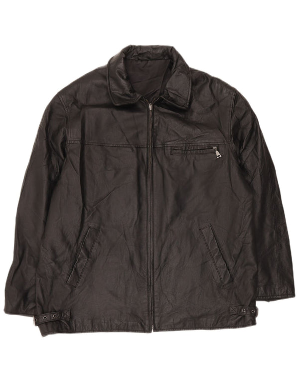 Jaqueta de couro masculina ANGELO LITRICO UK 42 XL couro preto
