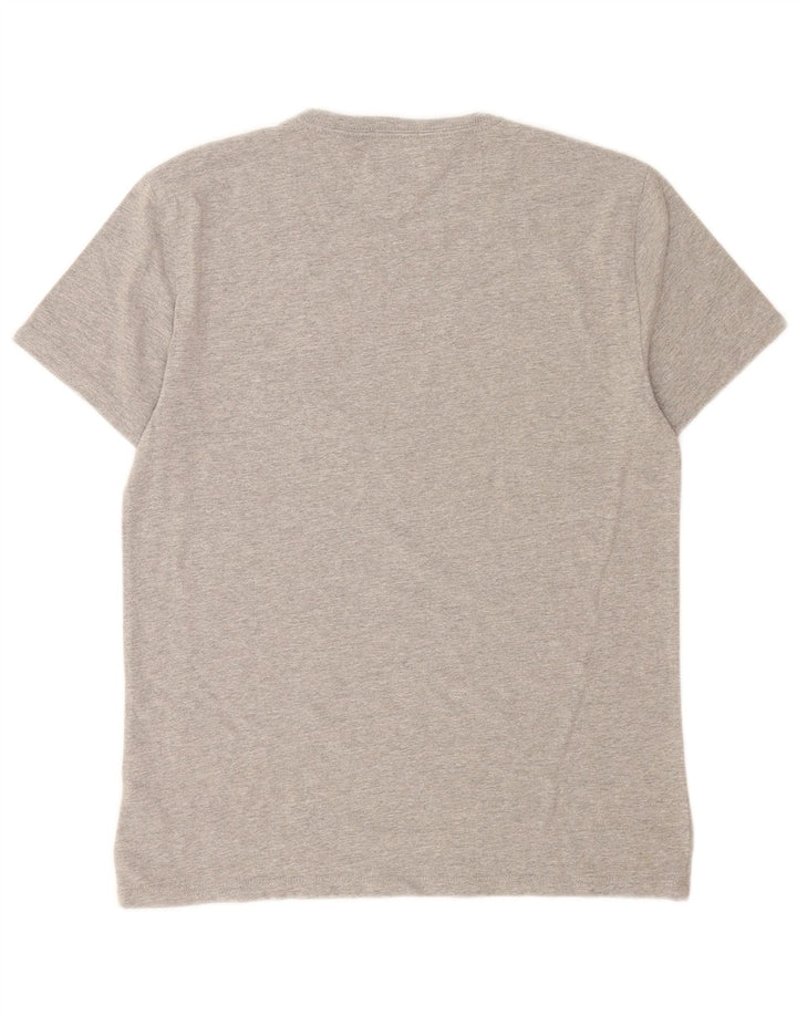 Tommy Hilfiger Camiseta masculina regular fit gráfica top médio algodão cinza