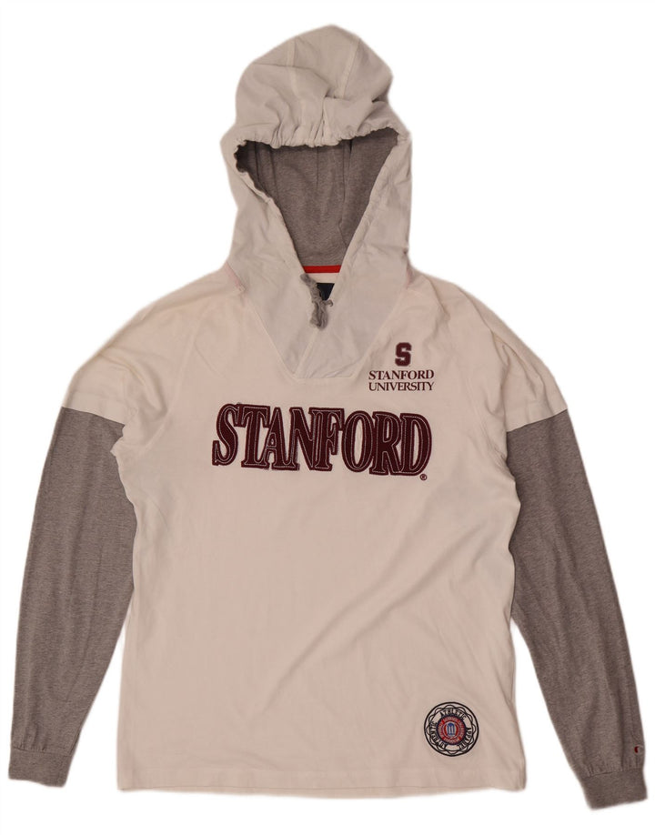 Campeão Mens Stanford University Gráfico Top Manga Longa XL Branco