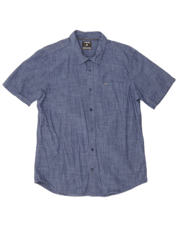Camisa masculina de manga curta Hurley grande algodão azul
