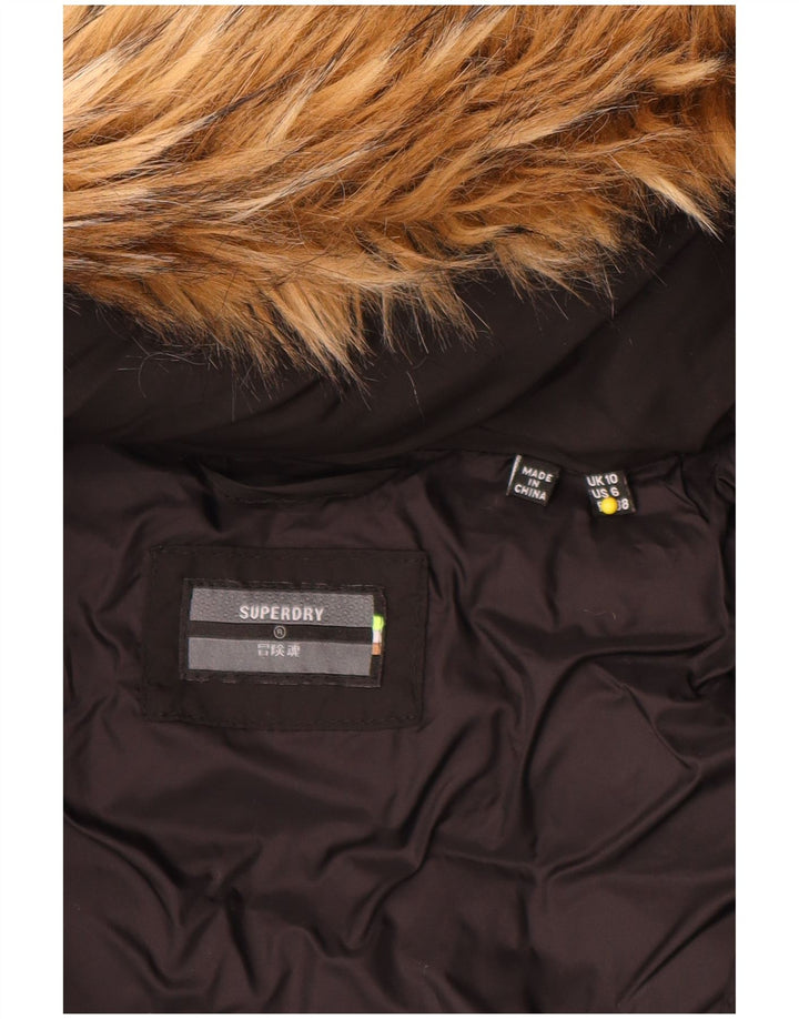 Jaqueta acolchoada com capuz feminina Superdry UK 10 pequena nylon preta