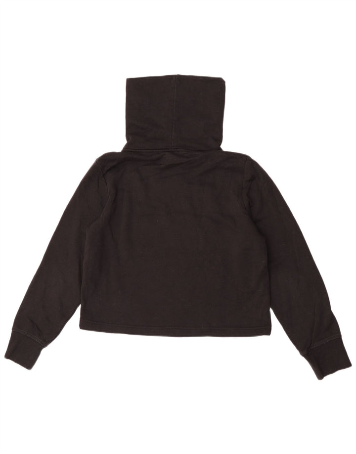 Zara Blusa feminina oversized com gola redonda e top UK 10 pequena preta