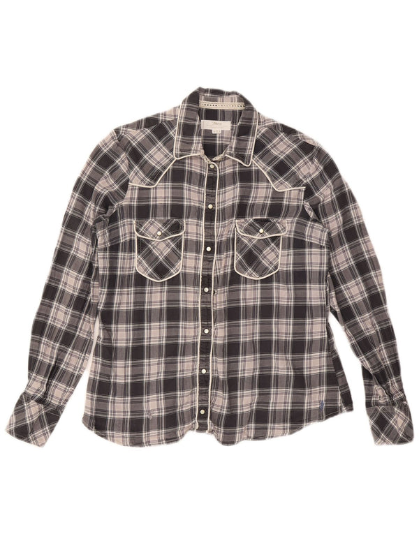 Camisa feminina Marlboro Classics IT 46 grande xadrez preto