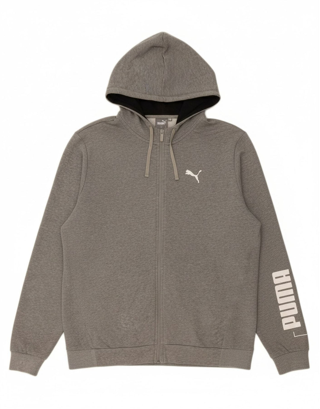 Suéter PUMA masculino com capuz e zíper gráfico XL cinza