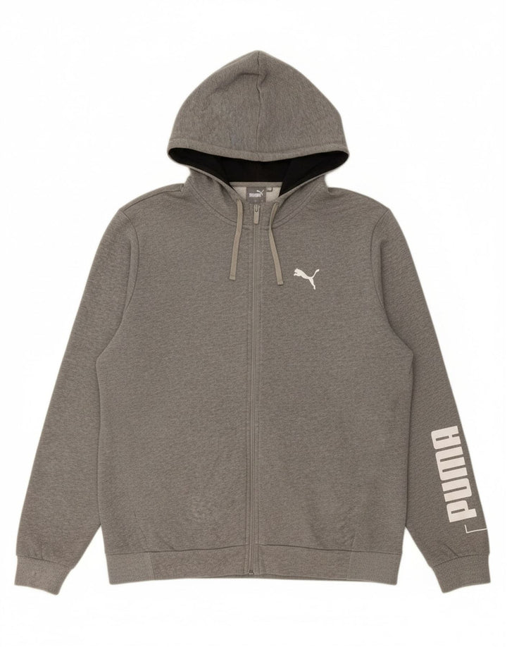 Suéter PUMA masculino com capuz e zíper gráfico XL cinza
