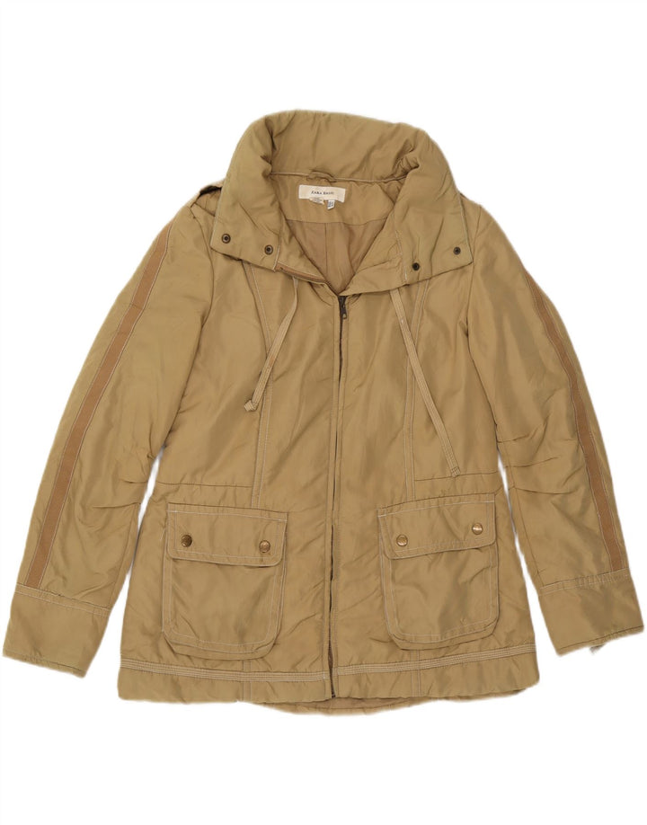 Jaqueta acolchoada feminina Zara UK 18 XL bege nylon
