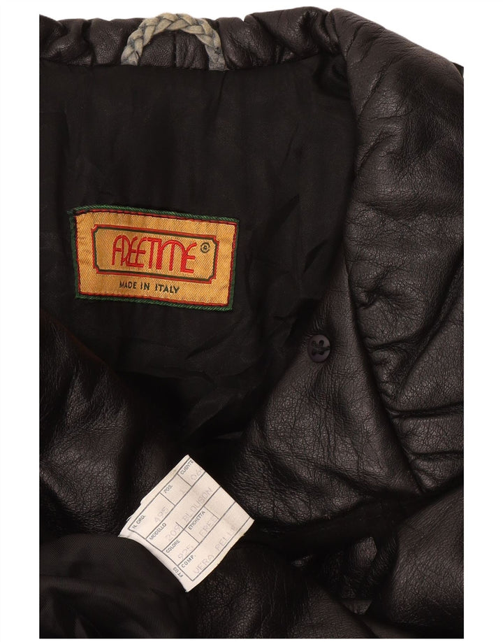 Jaqueta de couro feminina vintage UK 18 XL couro preto