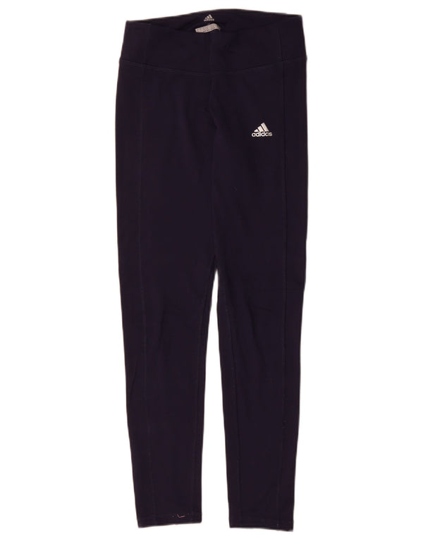 ADIDAS Womens Climawarm Leggings UK 8/10 Pequeno Azul Marinho Poliéster