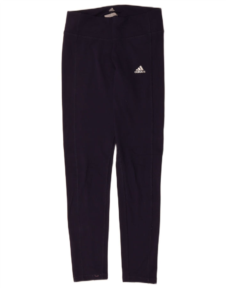 ADIDAS Womens Climawarm Leggings UK 8/10 Pequeno Azul Marinho Poliéster