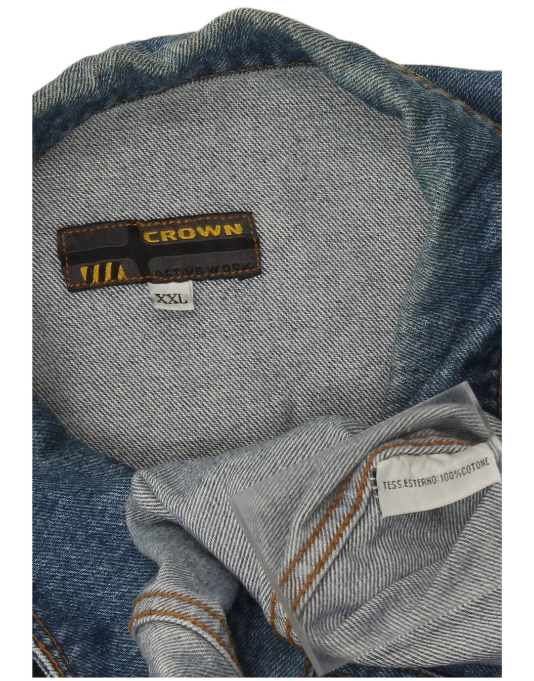 Jaqueta jeans masculina CROWN UK 44 2XL algodão azul