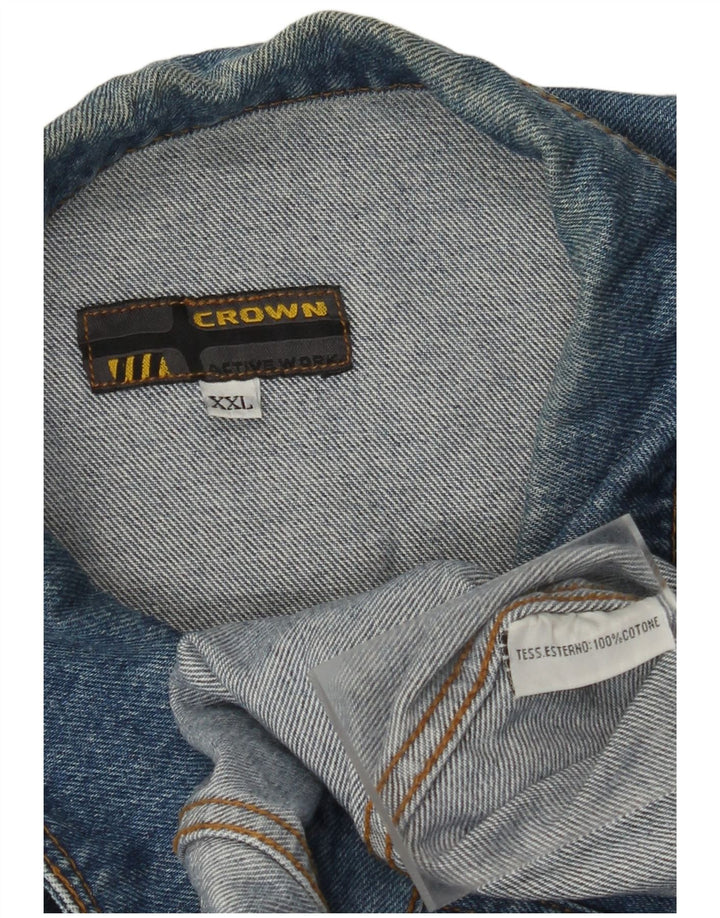 Jaqueta jeans masculina CROWN UK 44 2XL algodão azul