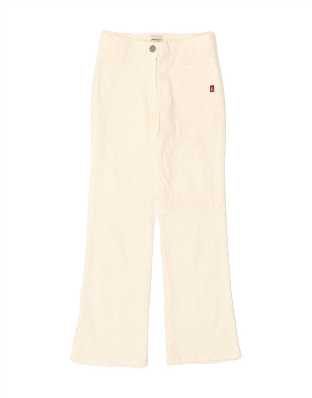 CALVIN KLEIN Girls Bootcut Jeans 7-8 Years W22 L23 White Cotton Vintage Calvin Klein and Second-Hand Calvin Klein from Messina Hembry 