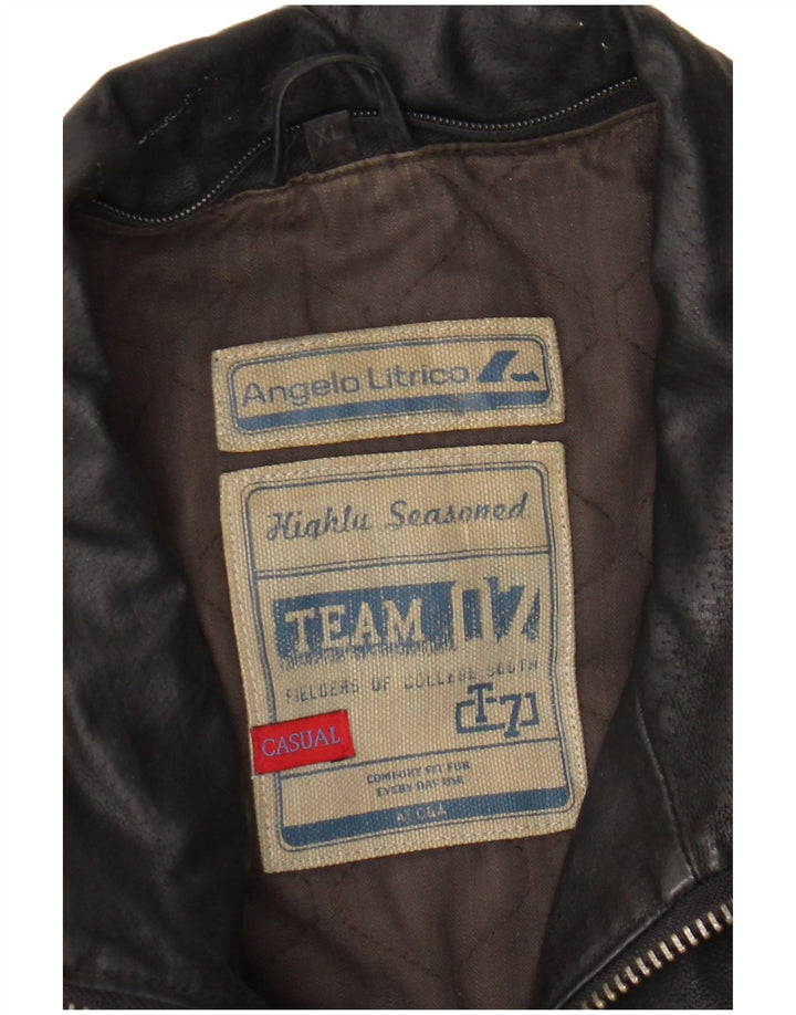 Jaqueta de couro masculina Angelo Litrico UK 42 XL couro preto