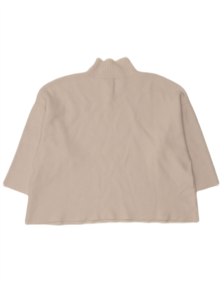 Suéter feminino Zara com gola alta e gola tartaruga, tamanho grande, Reino Unido 14, médio, branco