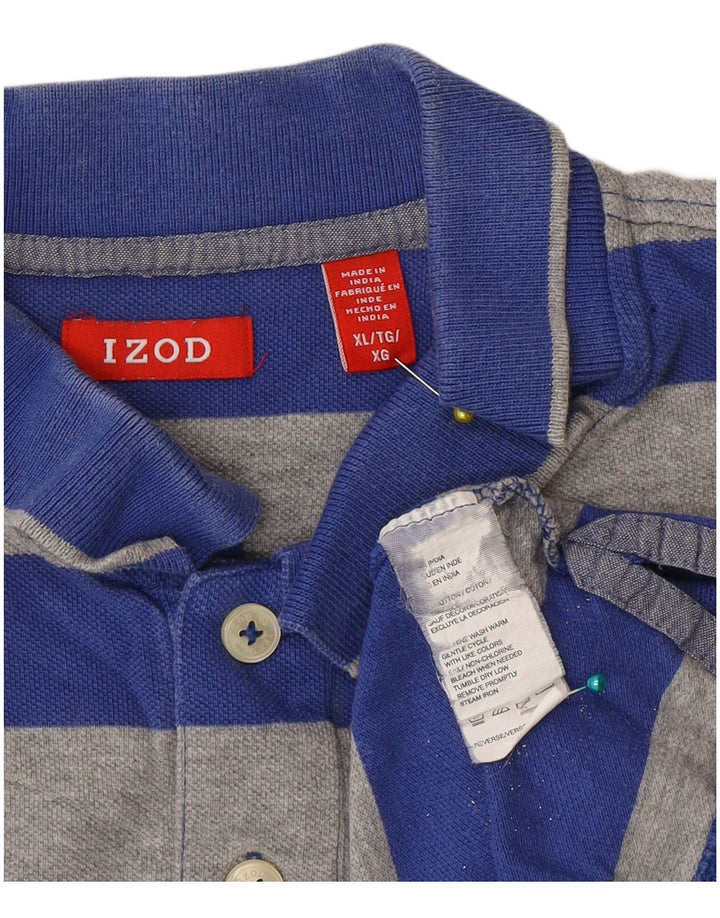 Camisa polo masculina Izod XL algodão listrado azul