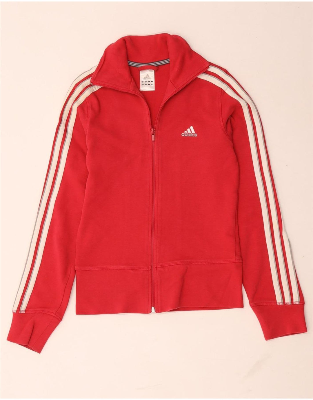 Adidas Womens Tracksuit Top Jacket UK 8 Pequeno Algodão Vermelho