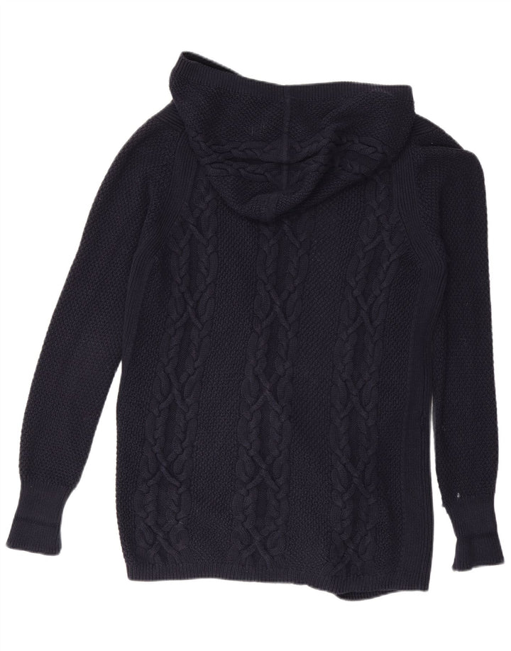 Suéter cardigã feminino MASSIMO DUTTI com palangre Reino Unido 10 pequeno azul marinho