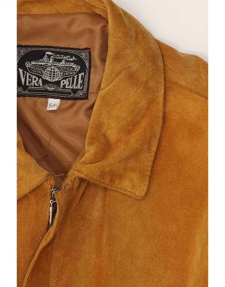 Jaqueta masculina vintage de camurça IT 54 2XL couro marrom