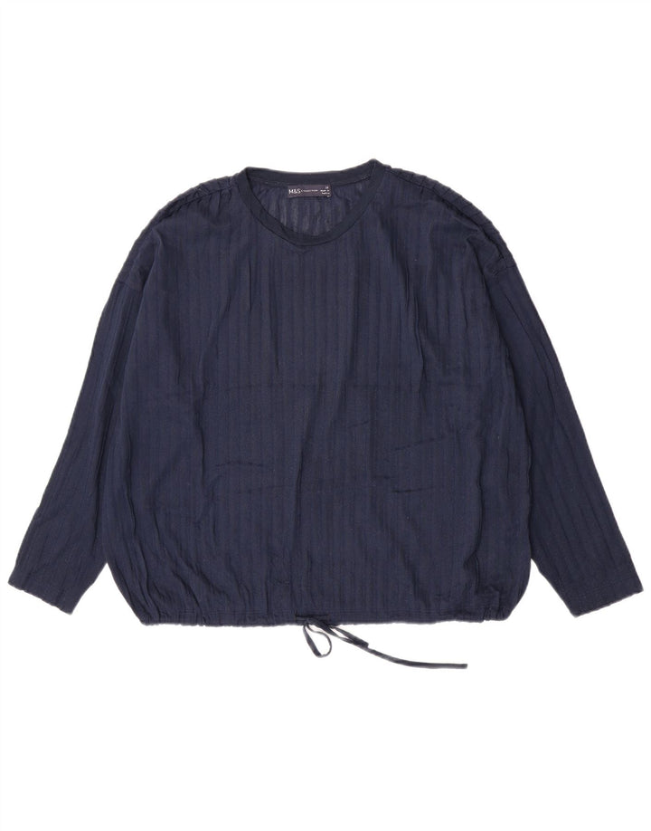 Marks & Spencer Top feminino oversized manga comprida Reino Unido 14 grande azul marinho
