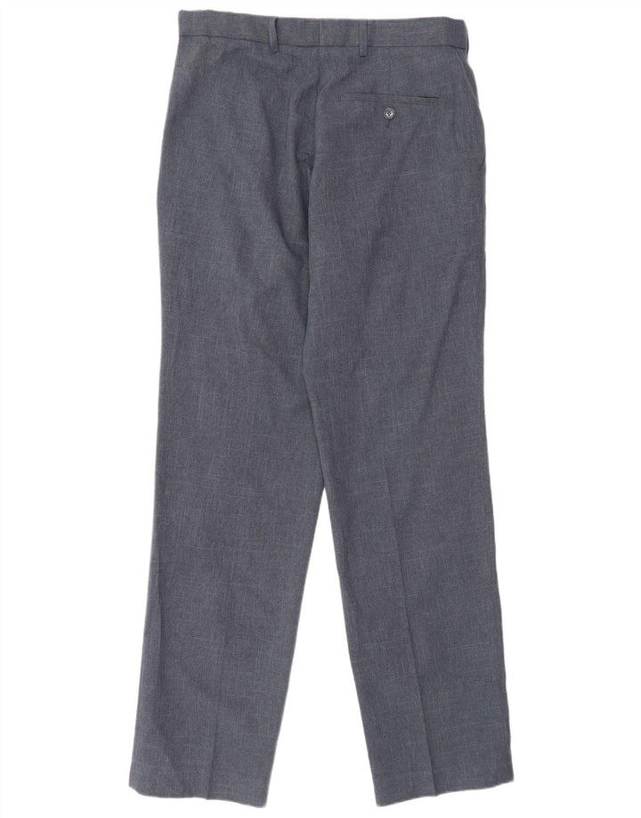 Calça masculina de ajuste regular Marks & Spencer W32 L33 azul marinho poliéster