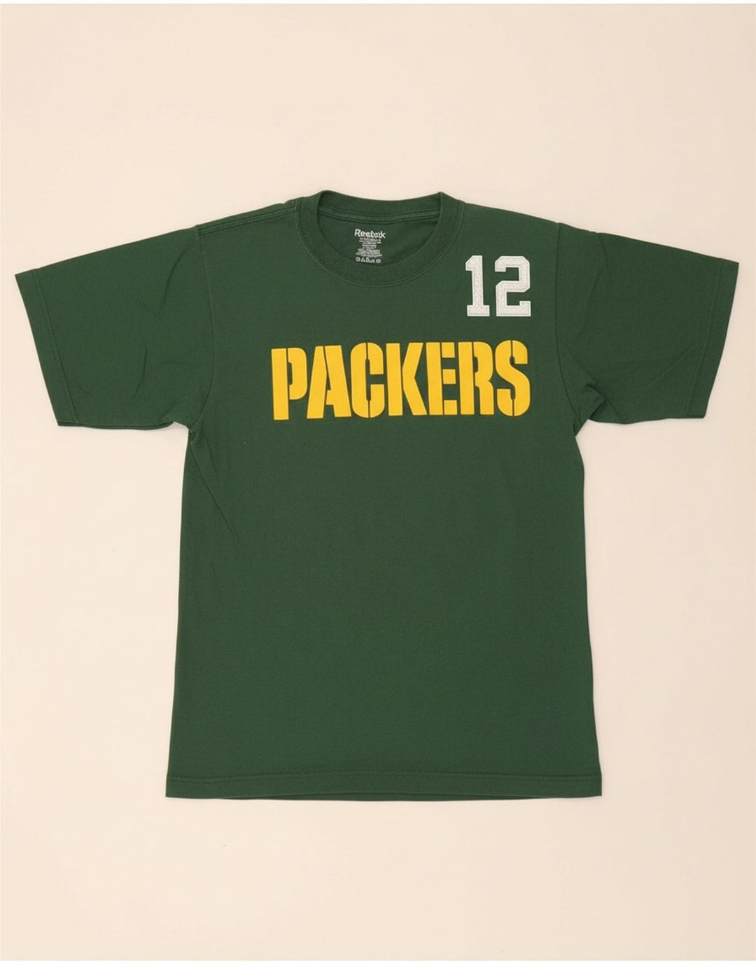 REEBOK Mens Packers Graphic Camiseta Top Pequeno Algodão Verde