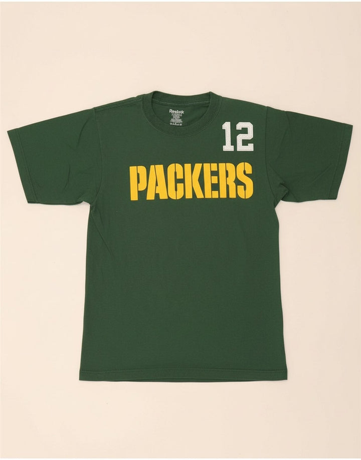 REEBOK Mens Packers Graphic Camiseta Top Pequeno Algodão Verde