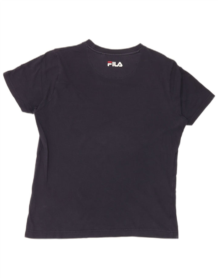 Camiseta gráfica masculina Fila Top pequeno bloco colorido azul marinho