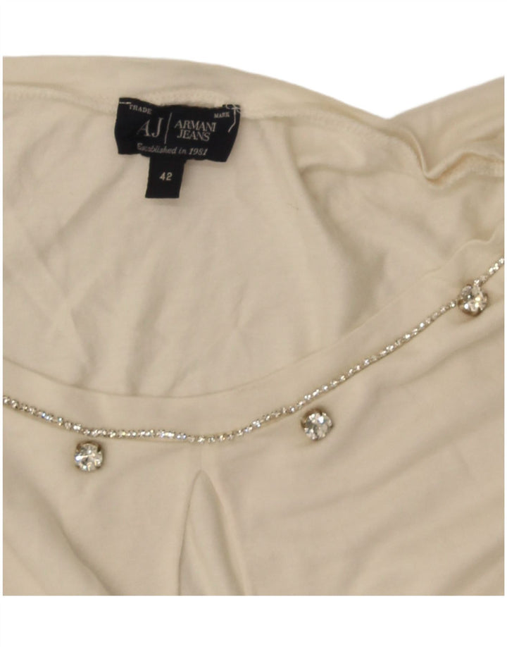 Top feminino Armani Jeans manga comprida IT 42 médio branco