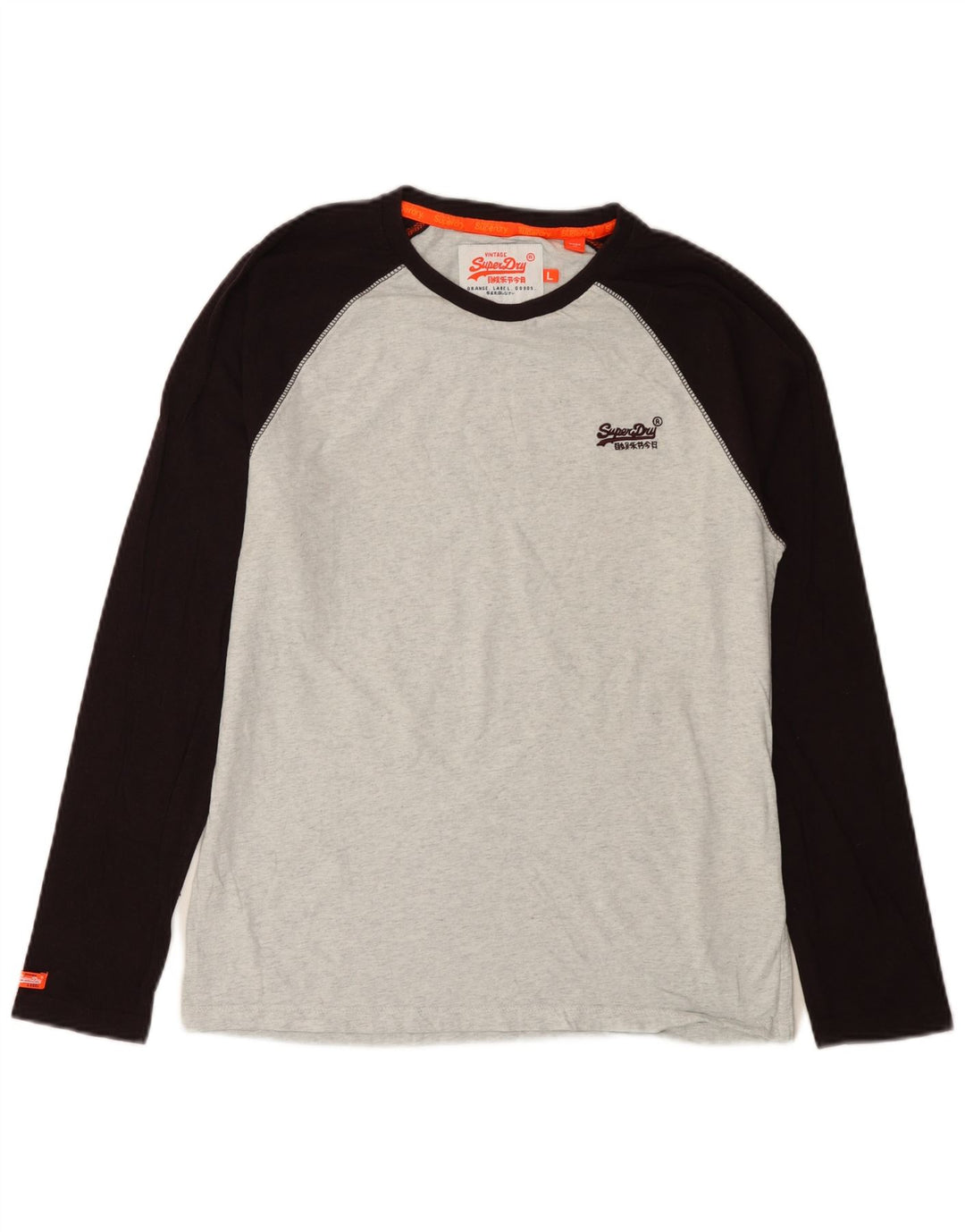 Superdry Mens Top Manga Longa Grande Algodão Colourblock Cinza