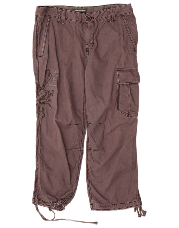Calça feminina EDDIE BAUER reta cortada EUA 8 médio W32 L23 cinza