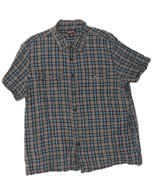 Camisa masculina de manga curta Michael Kors 2XL linho xadrez azul
