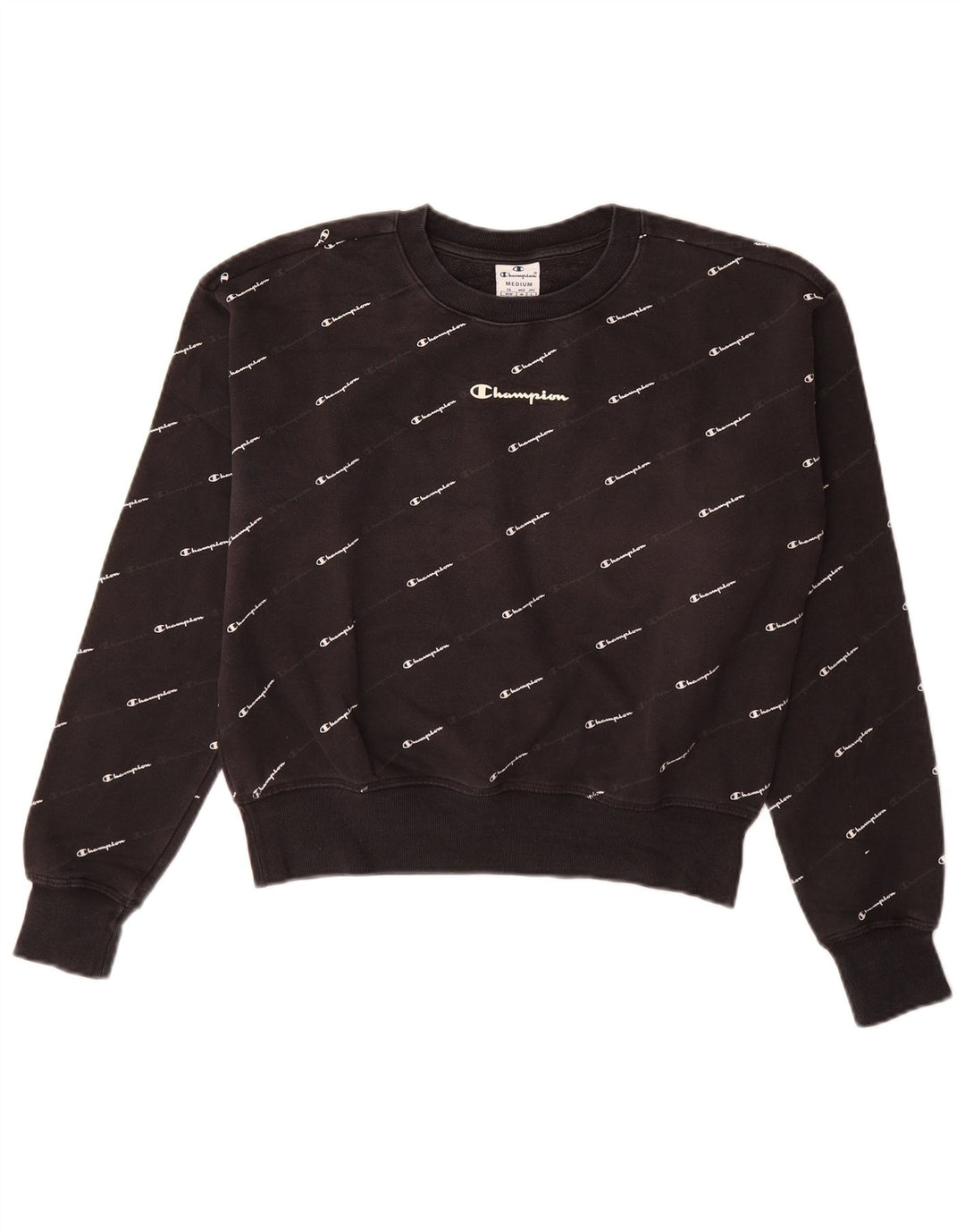 CHAMPION Suéter gráfico feminino com capuz Reino Unido 14 médio preto