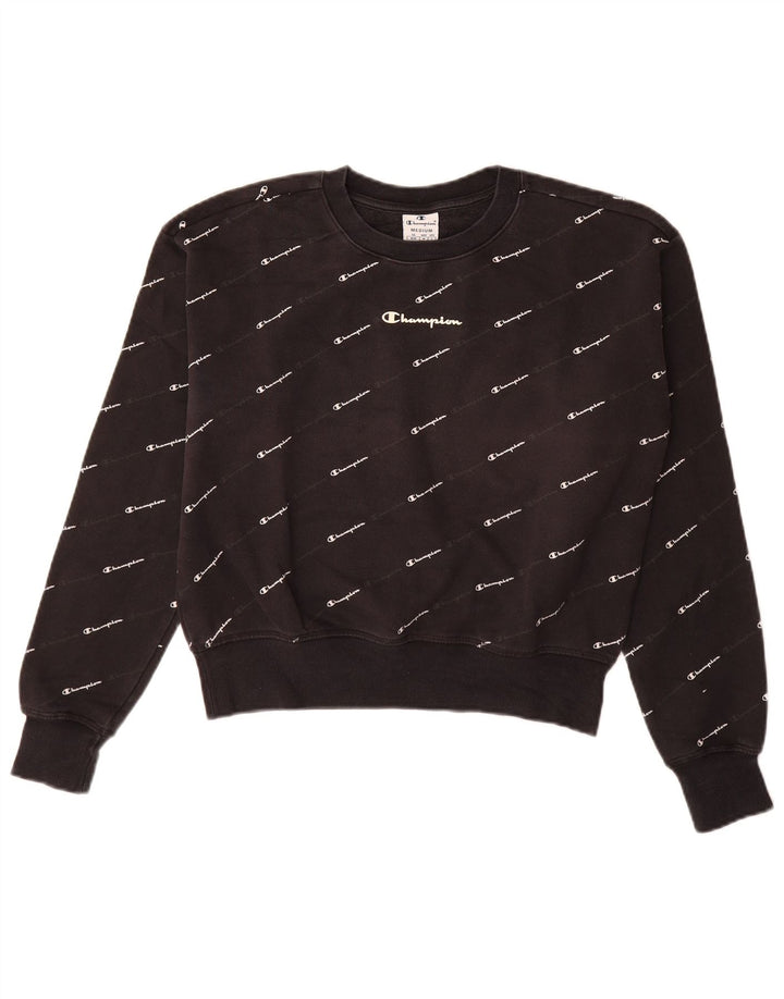 CHAMPION Suéter gráfico feminino com capuz Reino Unido 14 médio preto