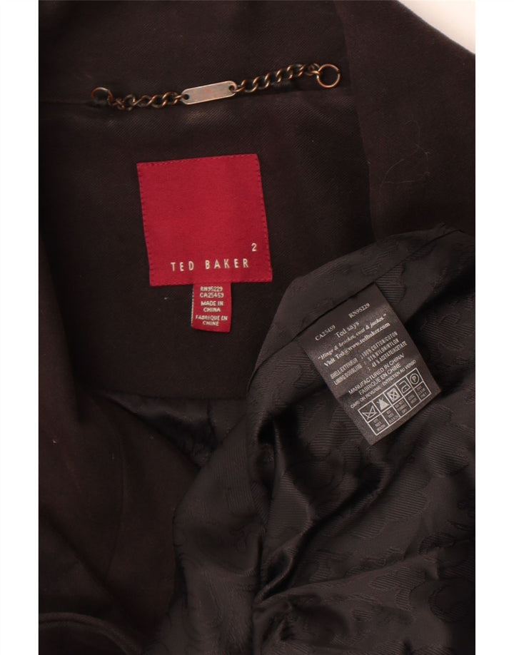 Casaco feminino Ted Baker Pea tamanho 2 pequeno algodão preto