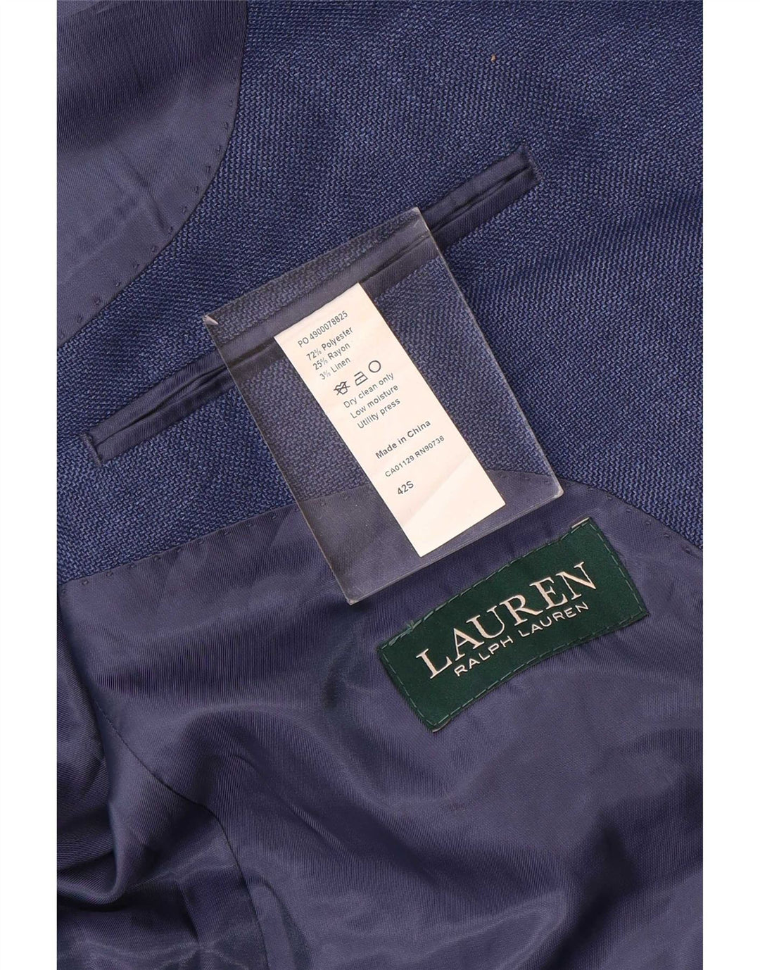 Jaqueta blazer masculina Ralph Lauren com 2 botões Reino Unido 42 XL azul poliéster