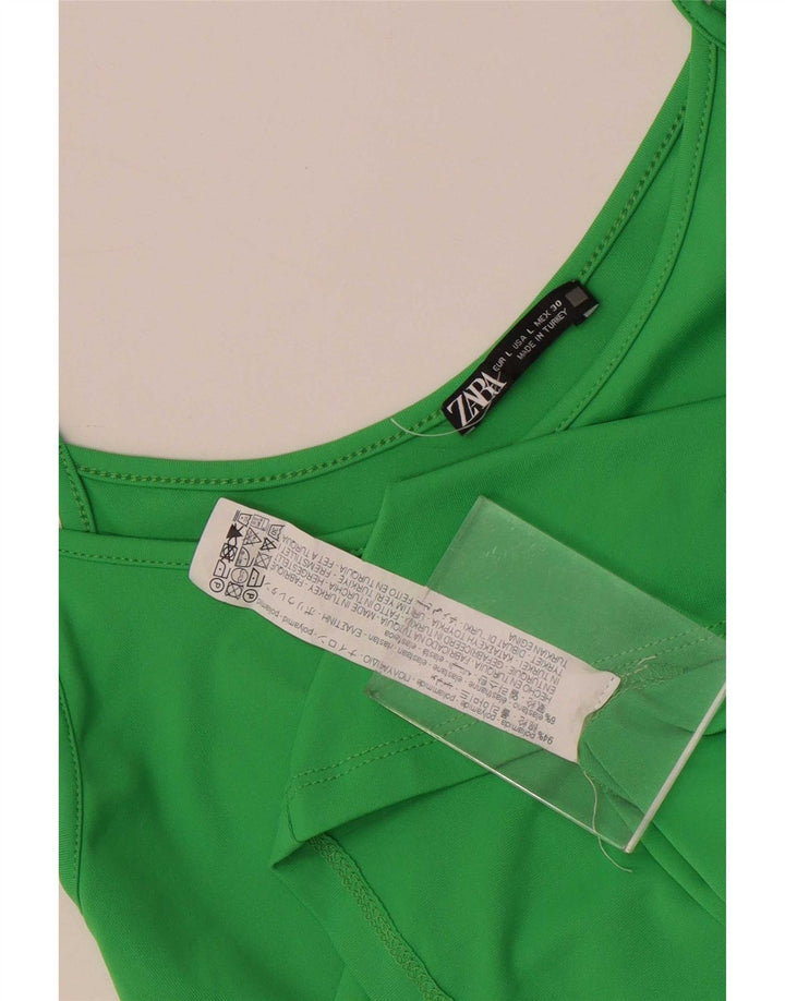 Zara Womens Cami Top UK 14 Grande Poliamida Verde