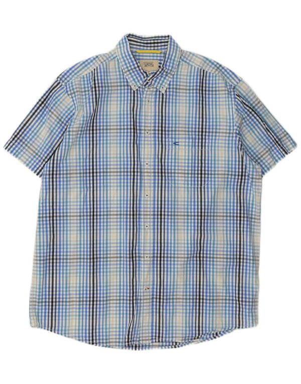 Camisa masculina de manga curta Camel Active XL azul algodão guingão