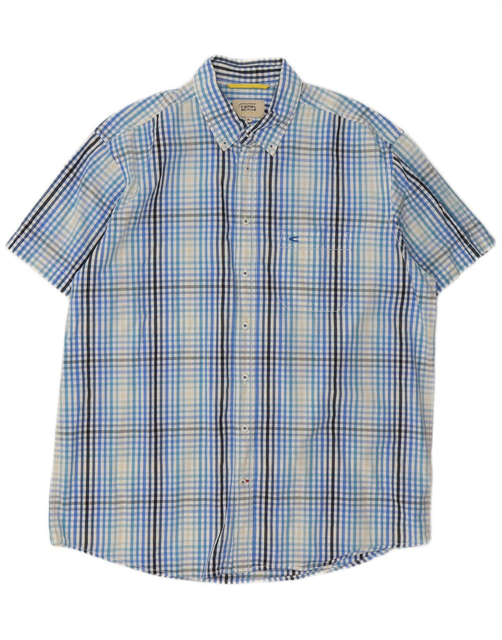 Camisa masculina de manga curta Camel Active XL azul algodão guingão