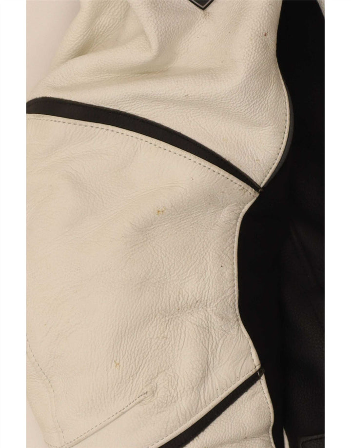Jaqueta masculina Vanucci de couro gráfico Racer EU 48 pequeno bloco colorido branco