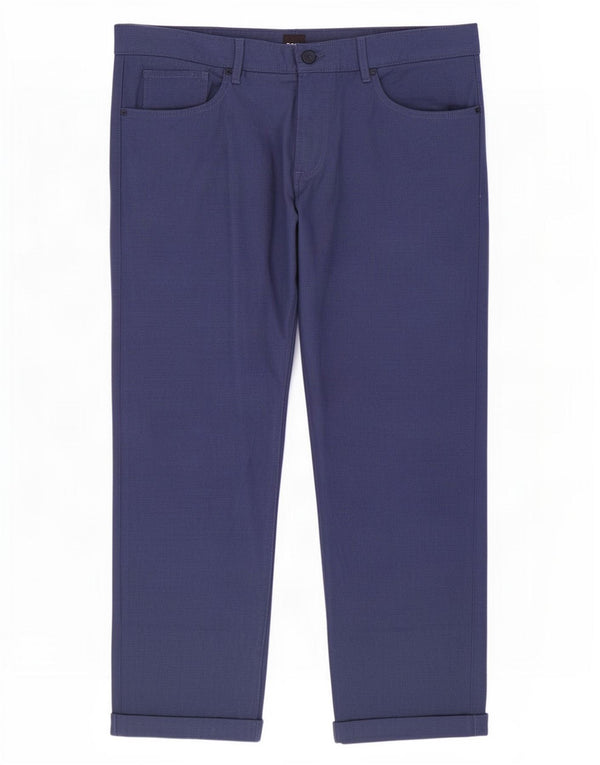 Calça casual masculina Hugo Boss de ajuste regular W38 L28 azul marinho Houndstooth
