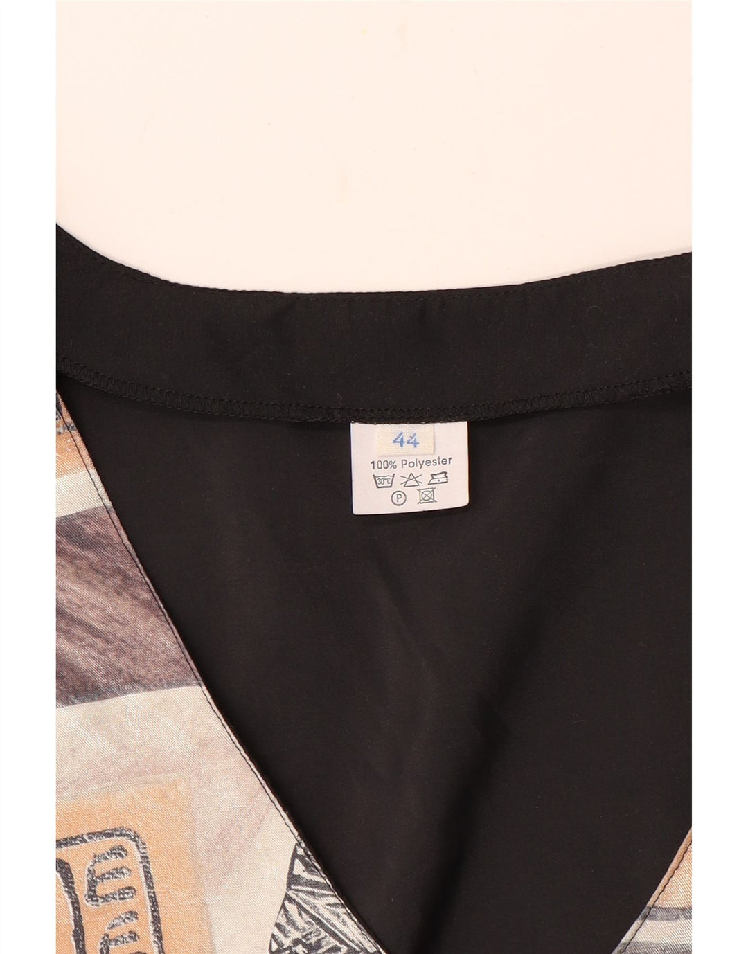 Colete feminino VINTAGE com padrão abstrato UE 44 grande poliéster marrom