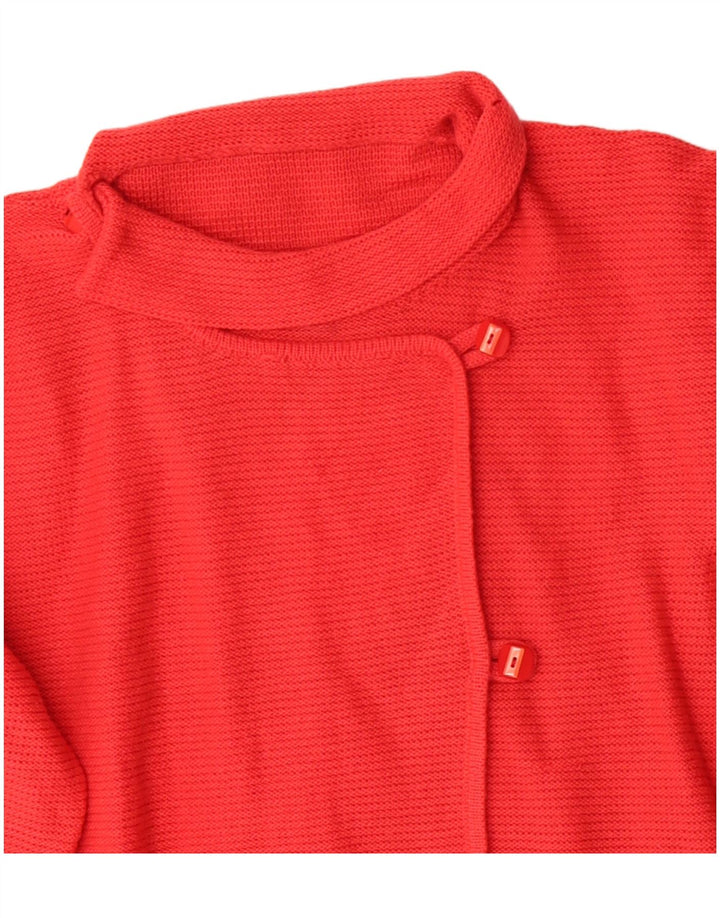 Suéter Cardigan Feminino Vintage Reino Unido 16 Grande Vermelho
