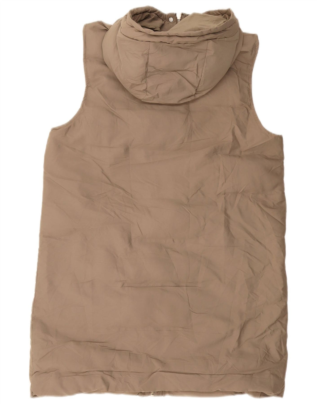 Colete acolchoado com capuz e espinhel feminino ZARA UK 12 poliéster bege médio